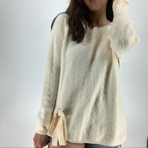 T Tahari Tie Bottom Knit Sweater Large NWT